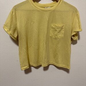 H&M Yellow Cropped T-Shirt